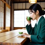 **

"A cozy, traditional Japanese cafe interior, soft natural lighting, a businesswoman in a modest business suit sits at a wooden table, sipping matcha, fully clothed, appropriate attire, safe for work, perfect anatomy, natural proportions, professional photography, high quality, family-friendly, authentic Japanese setting, well-formed hands, proper finger count, natural body proportions."

**