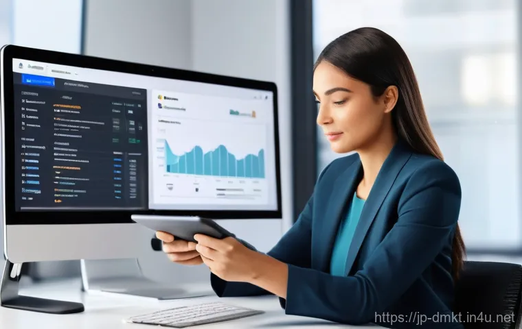 디지털 마케팅 인턴십 준비 팁 - **Dynamic Digital Trend Tracker:** A focused young professional, dressed in smart casual business at...